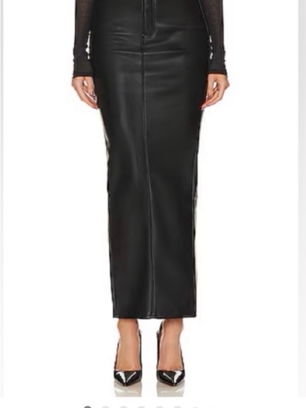Black Faux Leather Maxi Pencil Skirt Good American